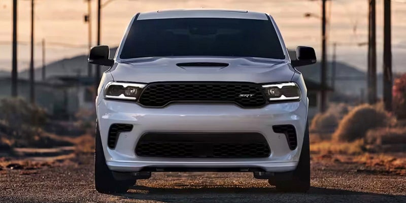 White Dodge Durango head-on view